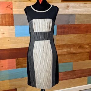 Retro Vintage yoana baraschi Sz 8 back zip dress black and white polka dot